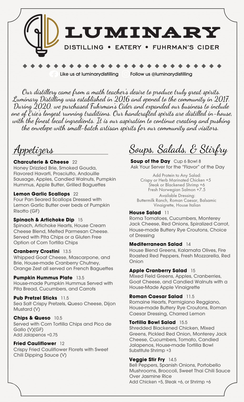 Distillery Eatery Food Menus Luminary Distilling LLC   Fall 2023 Food Menu Page 1  ScaleMaxWidthWzEwMjRd 