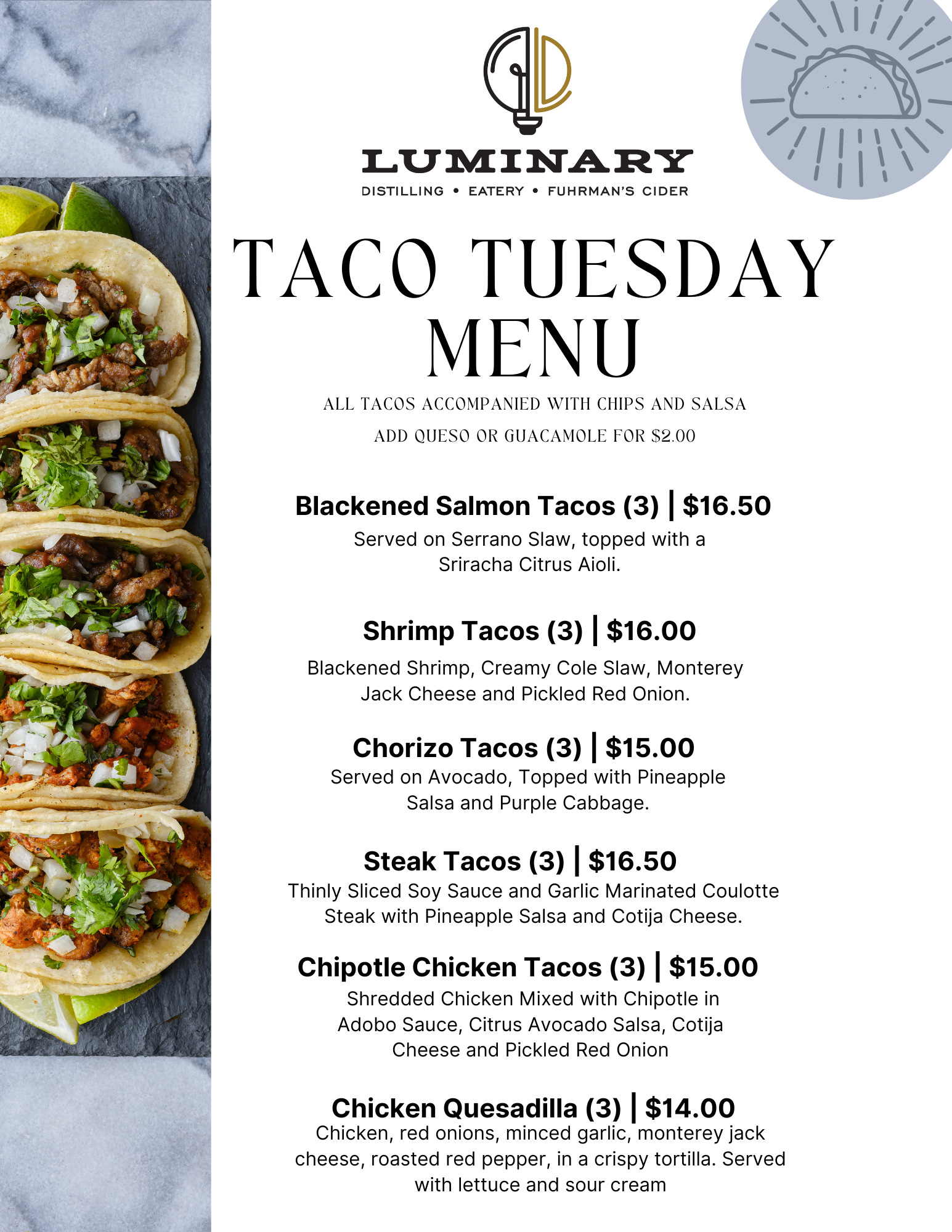 Taco Tuesday Food Menu Spring 2024 v2